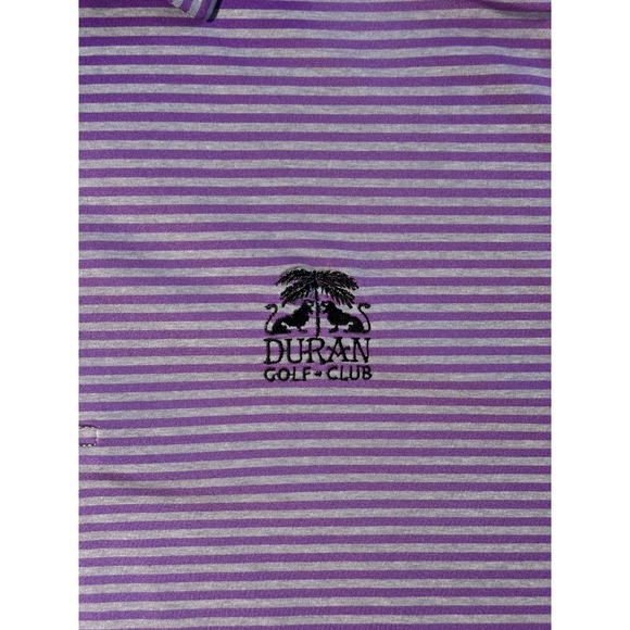 Footjoy Men's Duran Country Club Golf Polo Size Large Purple Grey Stripes - Picture 4 of 8